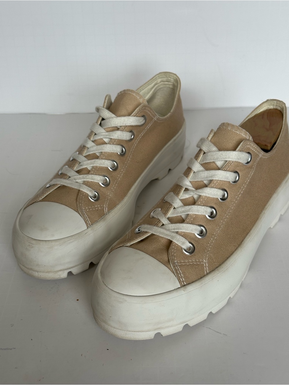 Sincerely Jules Vasco Tan Canvas Platform Lug Sole Sneakers Womens 9